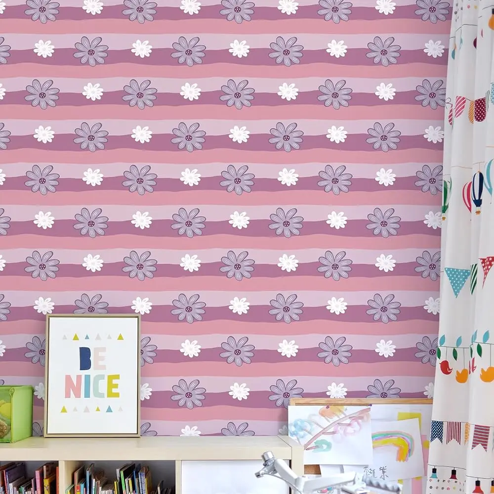 

2 Sheets of 17x39inch Large Flower Wallpaper, Removable DIY Peel and Stick Boho Sunflower, Rainbow, Strawberry Wall Decor Sti
