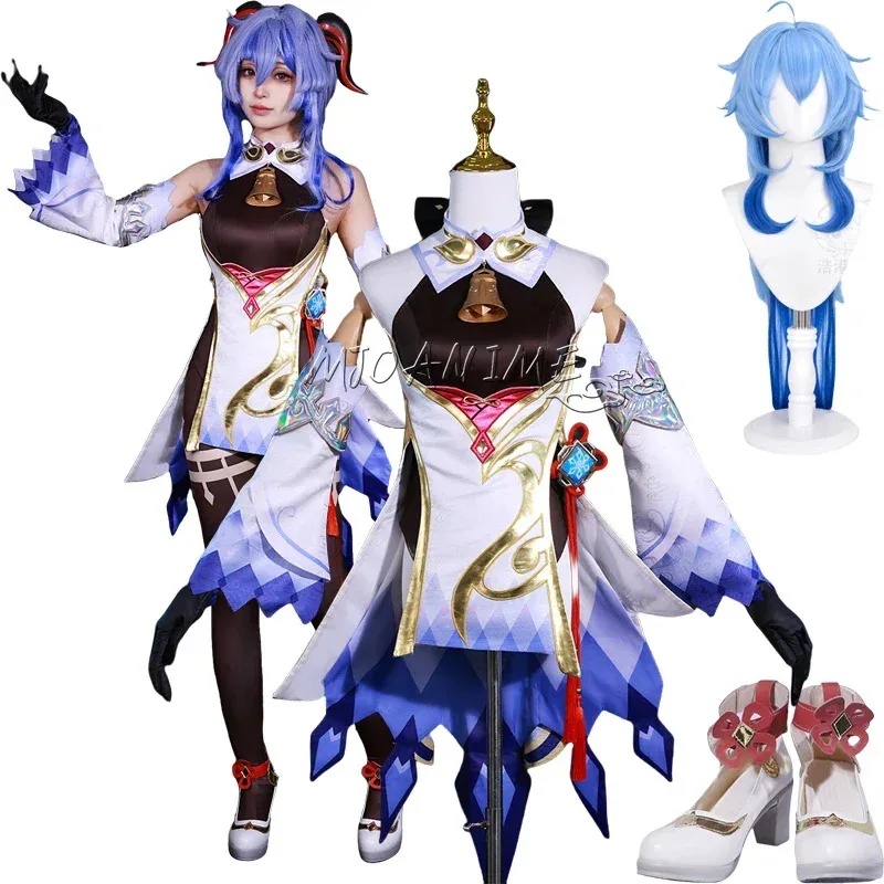 sisi 2233High Quality Costume Ganyu Genshin Impact Gan Yu Cosplay Wig Horns Anime Game Sexy Jumpsuit Halloween Party Outfit for