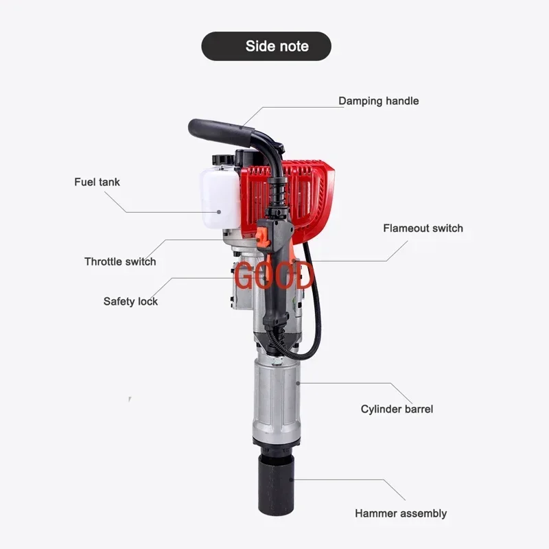 52CC 2 ストロークガソリンエンジン手持ち電気杭打ち機振動吸収スプリング 100 ミリメートルスリーブ付き農場高速道路