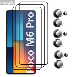 6in1 For POCO M6 Pro Screen Protector Film Full Cover Anti-Scratch and Soft Fiber Camera film