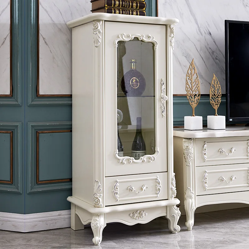 LTT living room against the wall small glass home simple modern decoration single door high and low wine cabinet combination