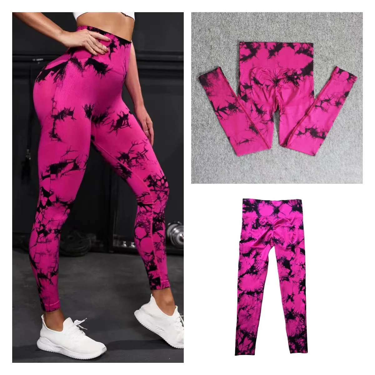 Women Seamless Tie Dye Leggings High Waist Slim Leggings High Elastic Fashion Fitness Running Tights Outdoor Trainning Yoga Pant