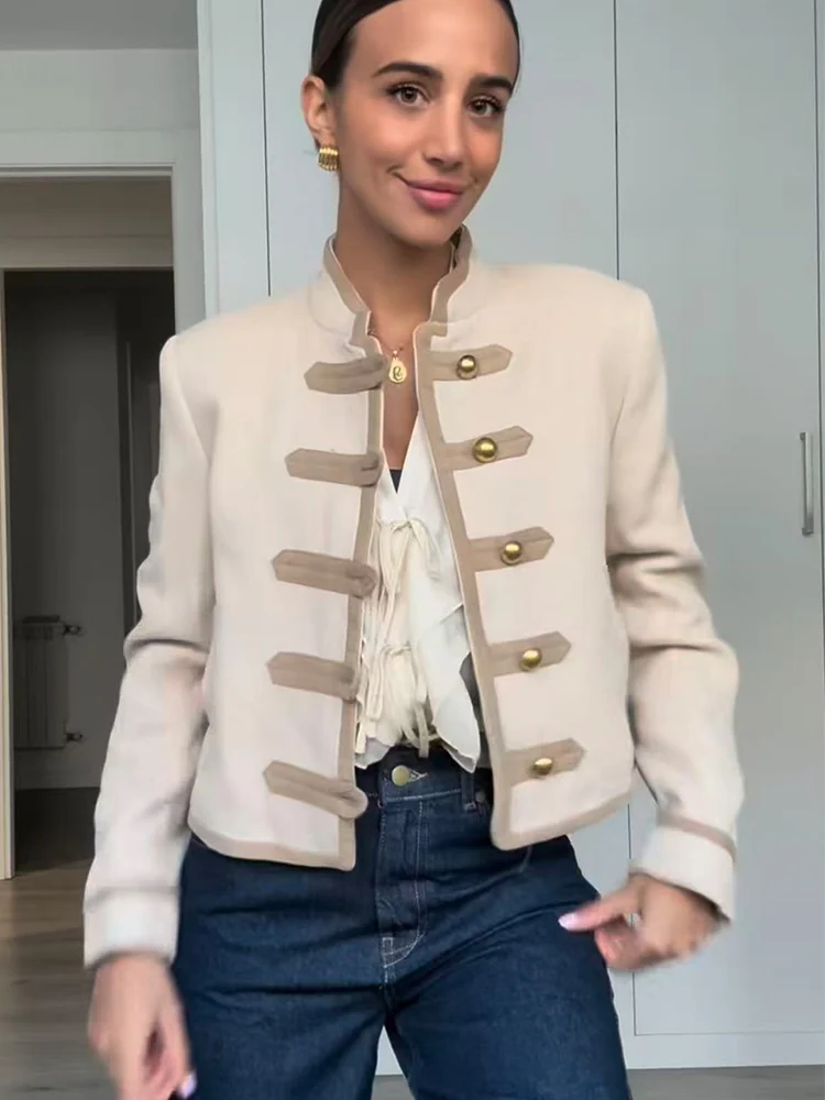 

Модные женские пальто с высоким воротником, шикарная однобортная короткая куртка с длинным рукавом, осень-зима 202, женская верхняя одежда в стиле ретро