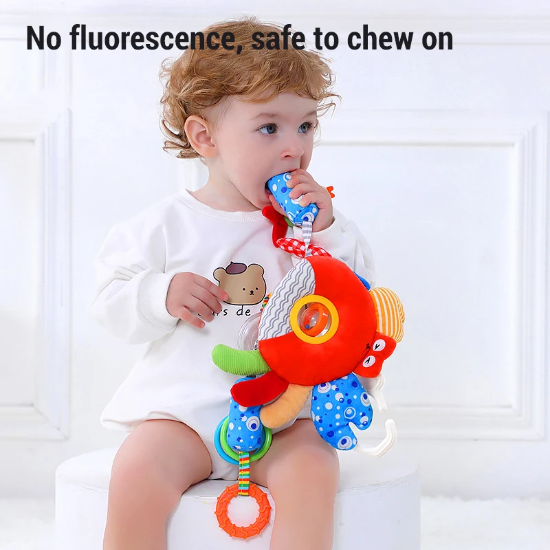 Sonajeros colgantes de felpa suave para bebé, juguetes para cama de bebé, cordón colgante, mango de desarrollo sensorial, juguetes educativos de animales bonitos, regalo