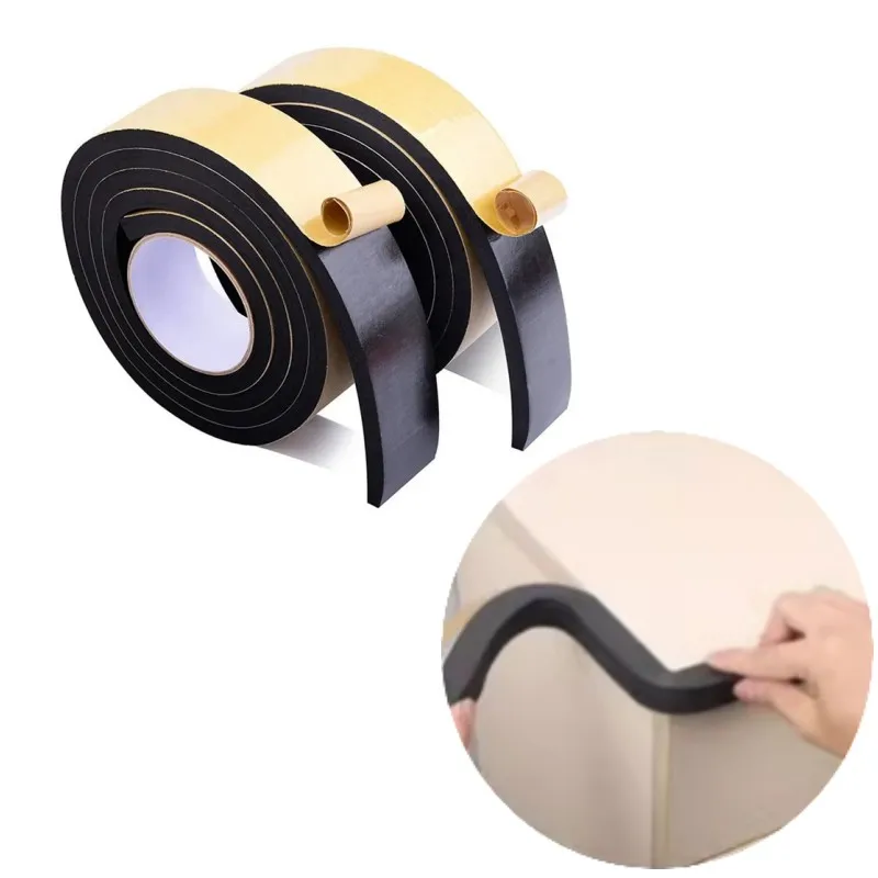 2-10M Rubber Self Adhesive Sponge Seal Strip Strong Single Sided Adhesive EVA Black Foam Soundproof Strip Anti-collision Gasket