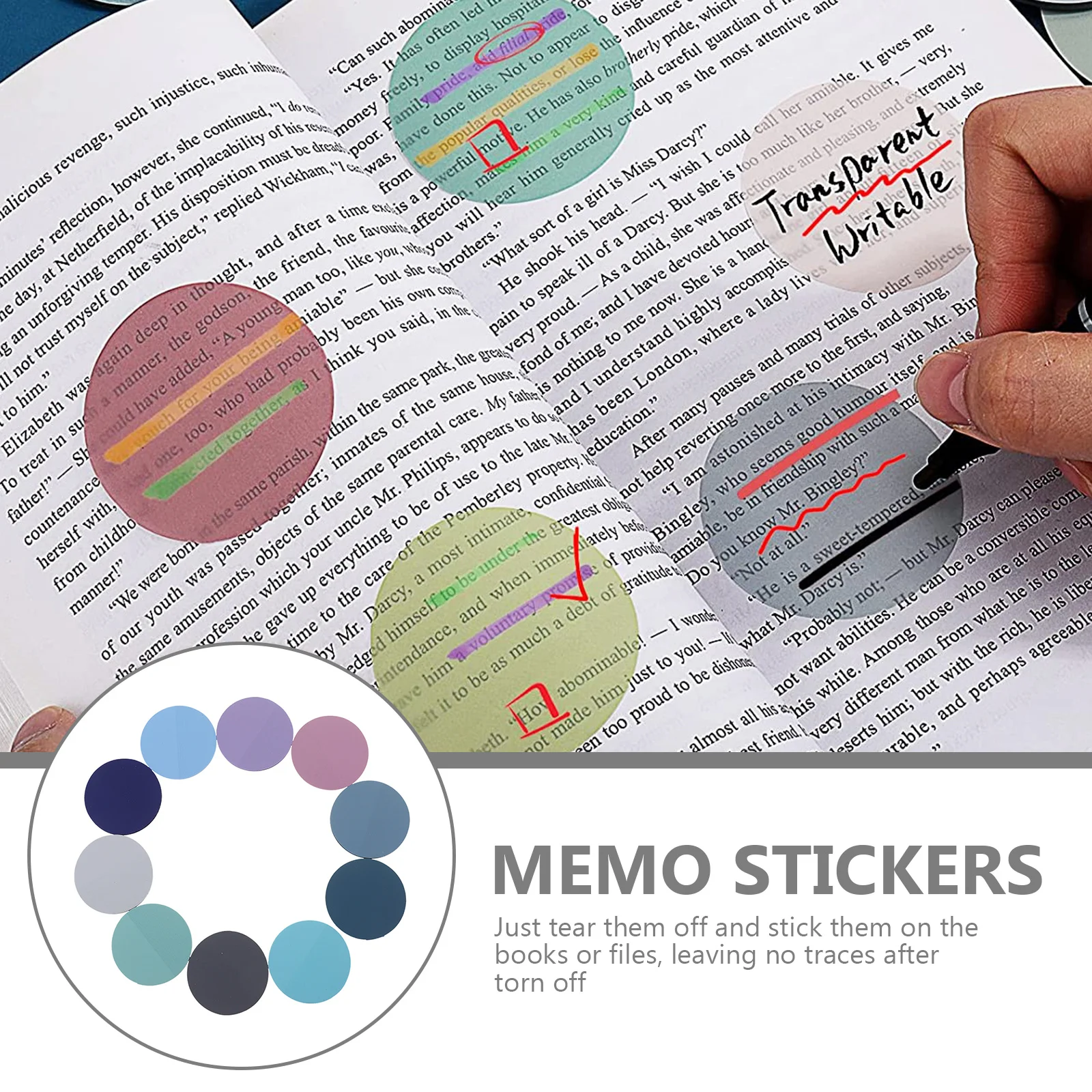 1Set Self Adhesive Memo Stickers Cute Pet Material Tearable Note Pads Portable Multi Function School Office Daily Use