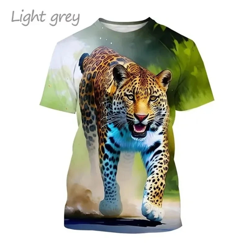 Summer Fashion New Men\'s Printed T-shirt with Animal Tiger Pattern Plus Size Comfortable Casual Round Neck Short Sleeve Top