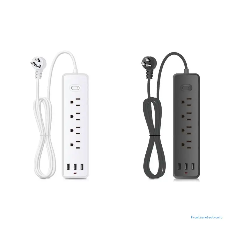 Surge Protector Power Strip with 1.2m Extension Cord, Plug Socket with 4pcs Outlets and 3 USB Ports 1700J for Office