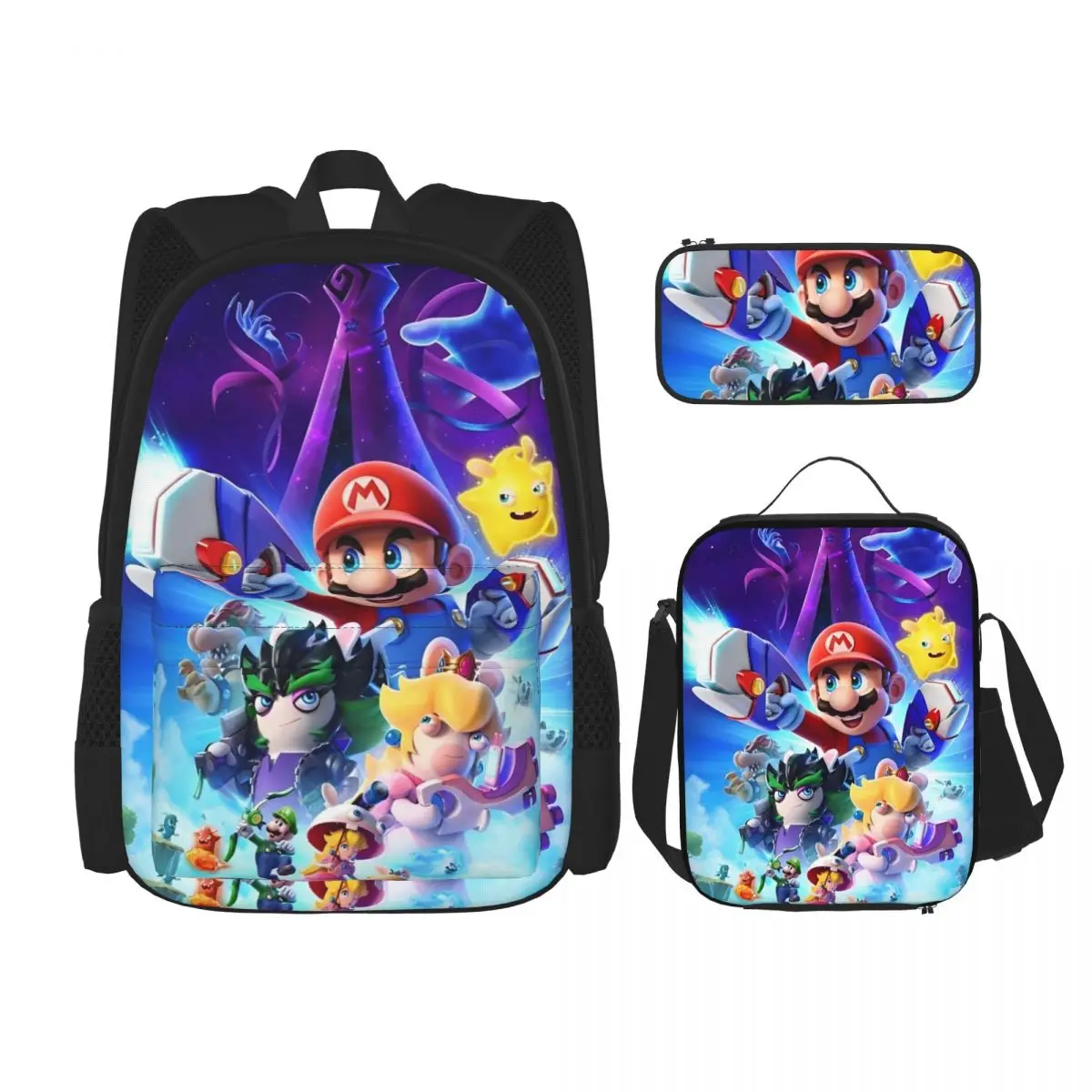 

Милый мультяшный рюкзак Super Marios 3pecs/набор для студентов, рюкзак, сумка для обеда, пенал