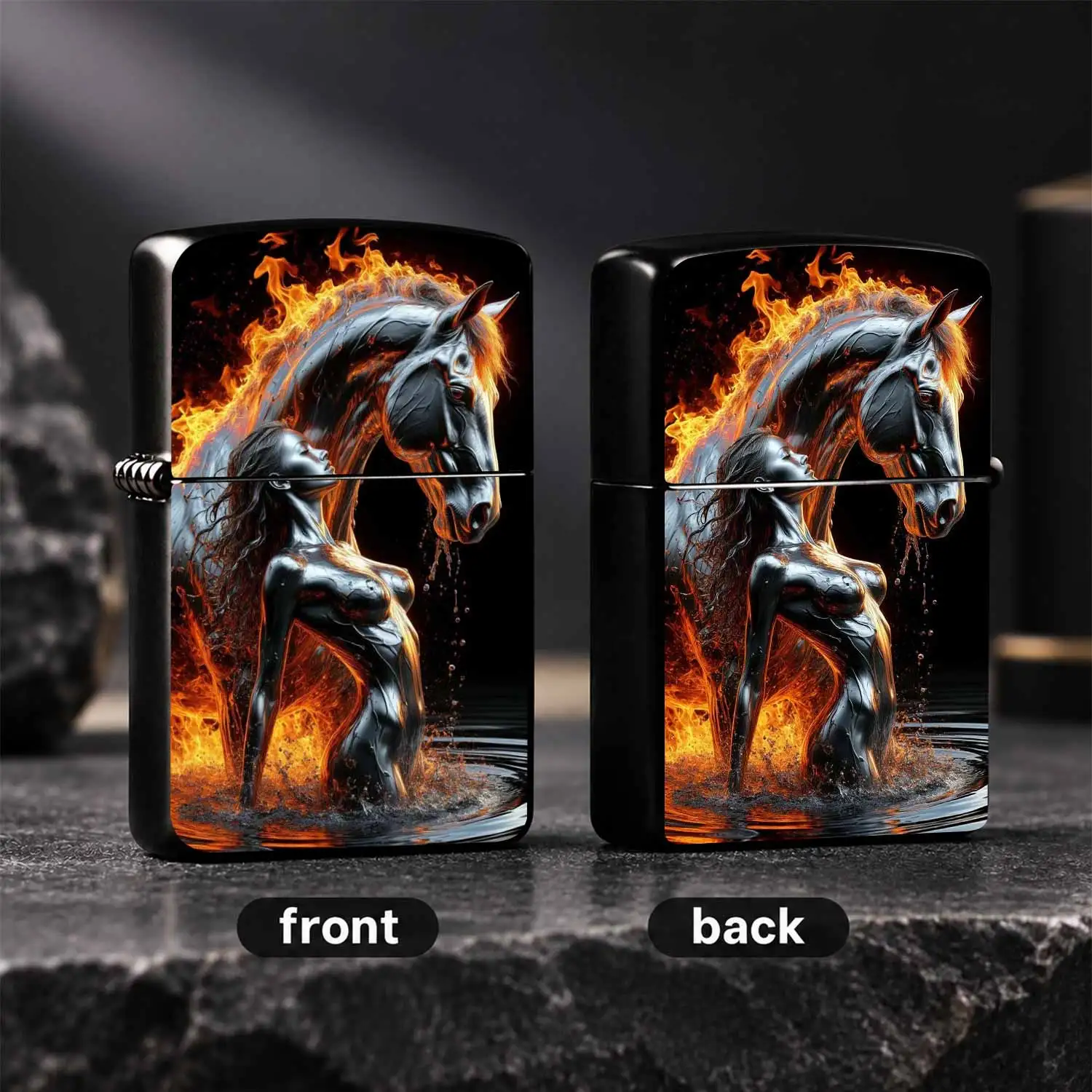 Artistic Flame Horse Human Figure Pattern Lighter, Stylish Portable Creative Daily Companion For Outdoor Travel, Business Trip, Gifting, Home Decor, Multi-Scenario Delicate Practical Ornament With Aesthetic Vibe A Humorous And Interesting L