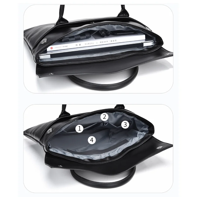 حقيبة كمبيوتر محمول ذات سعة كبيرة - حقيبة أنيقة ومتينة مع مقصورات متعددة للمواد الأساسية اليومية وملحقات الكمبيوتر المحمول