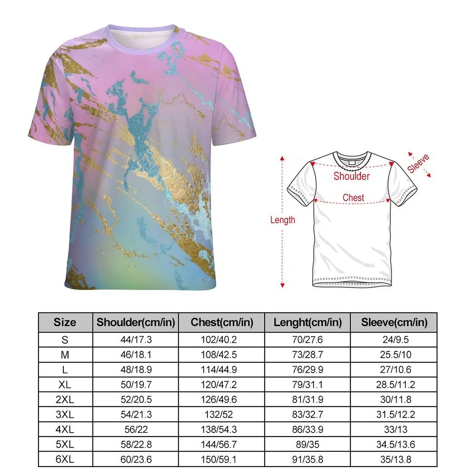 Summer T Shirt Glod Metallic T-Shirts Girly Millennial Pastel Ombre Streetwear Harajuku Tees Male Short Sleeve Oversized Clothes