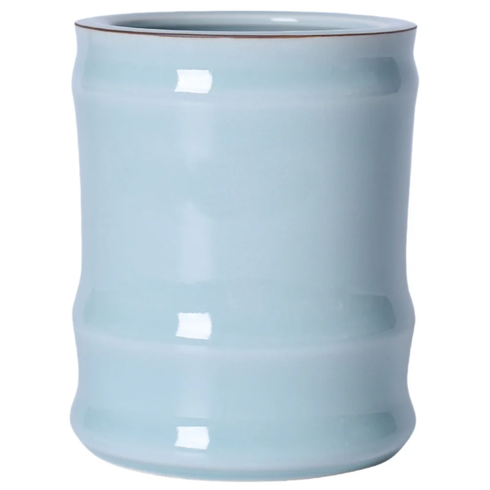 1 قطعة حامل قلم أسطواني السيراميك الخط فرشاة تخزين جرة منظم سطح المكتب الخزف حامل القلم الرصاص نمط خمر