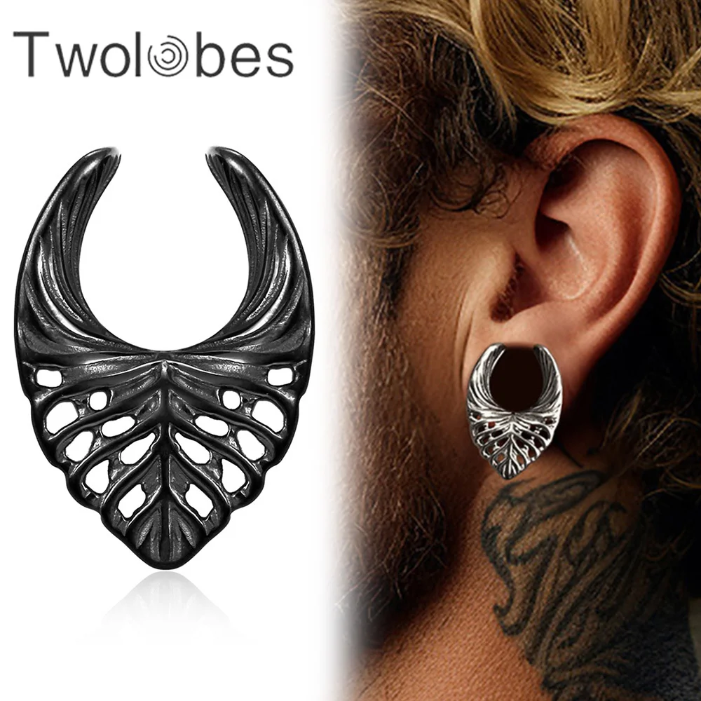 Twobobes 2 Stück Skelett Punk Ohr Sättel Messgeräte Stecker Expander Kranken tragen Edelstahl Piercing Frauen Männer Körpers chmuck
