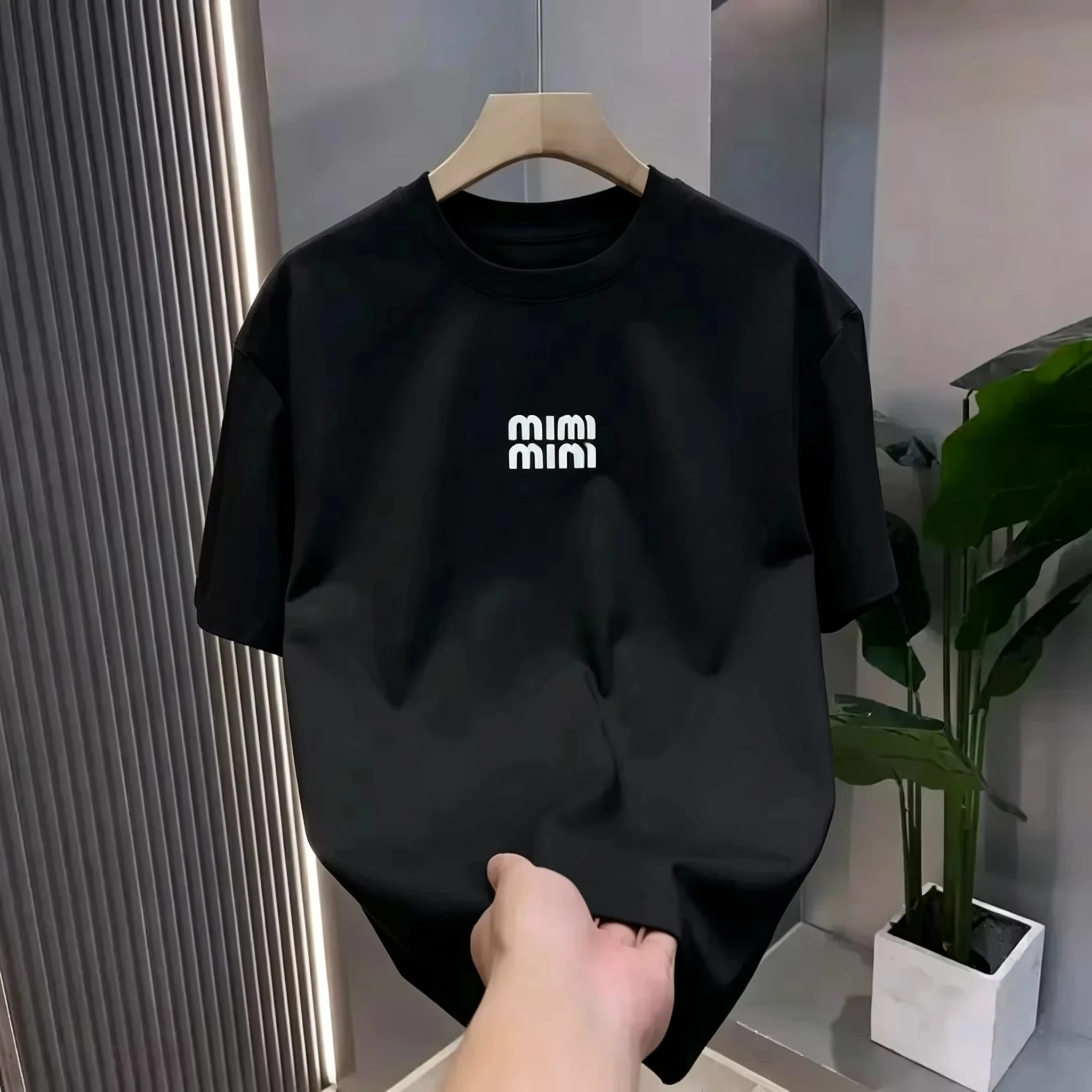 2026 Minimal Small Logo Graphic Oversized T-Shirt for Kids Adults Simple Chest Emblem Print Loose Streetwear Casual Short Sleeve