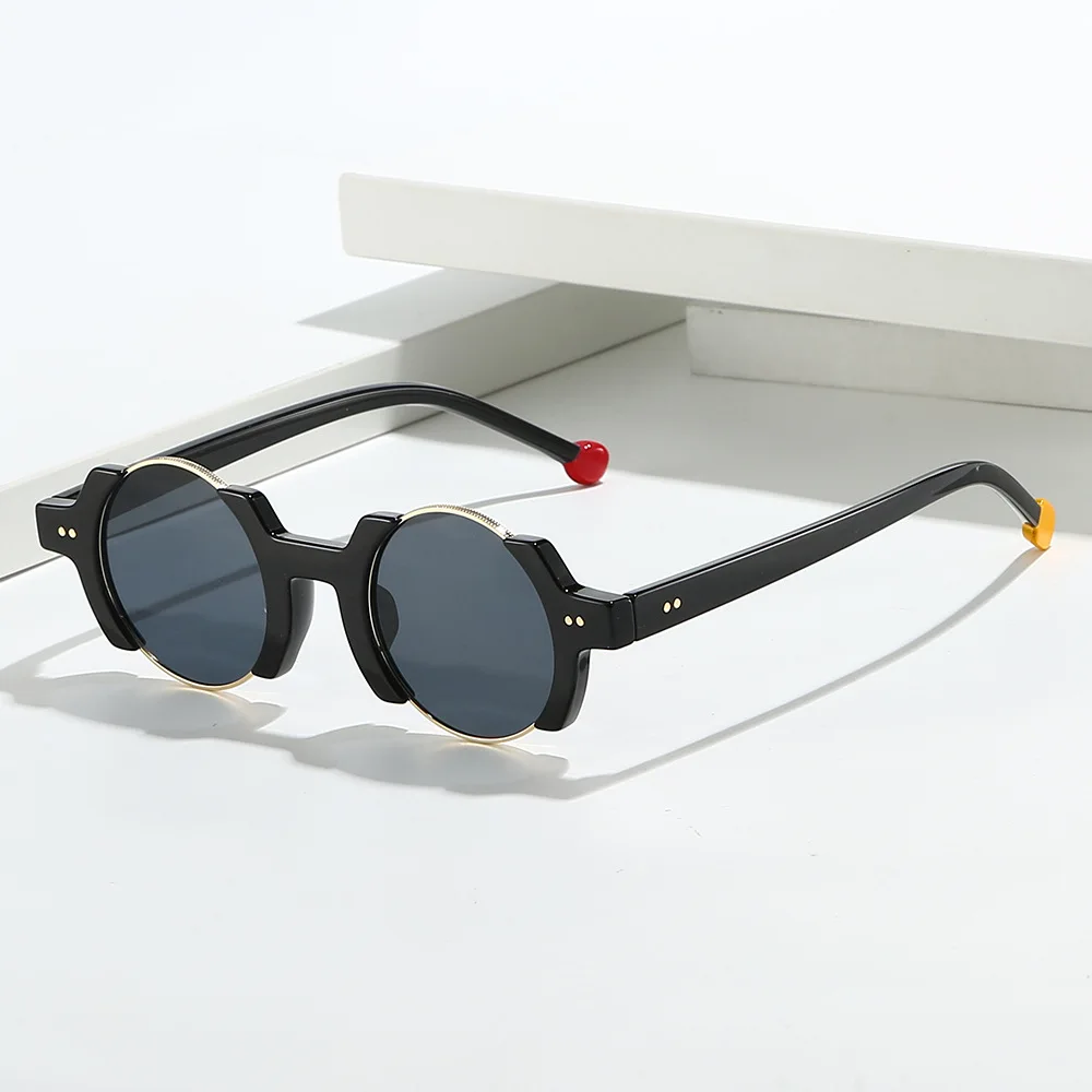 SEAMERGO Personality Hip-hop Round-framed Sunglasses Women Men Trendy Exaggerated Street Style Accessories Shades Glasses