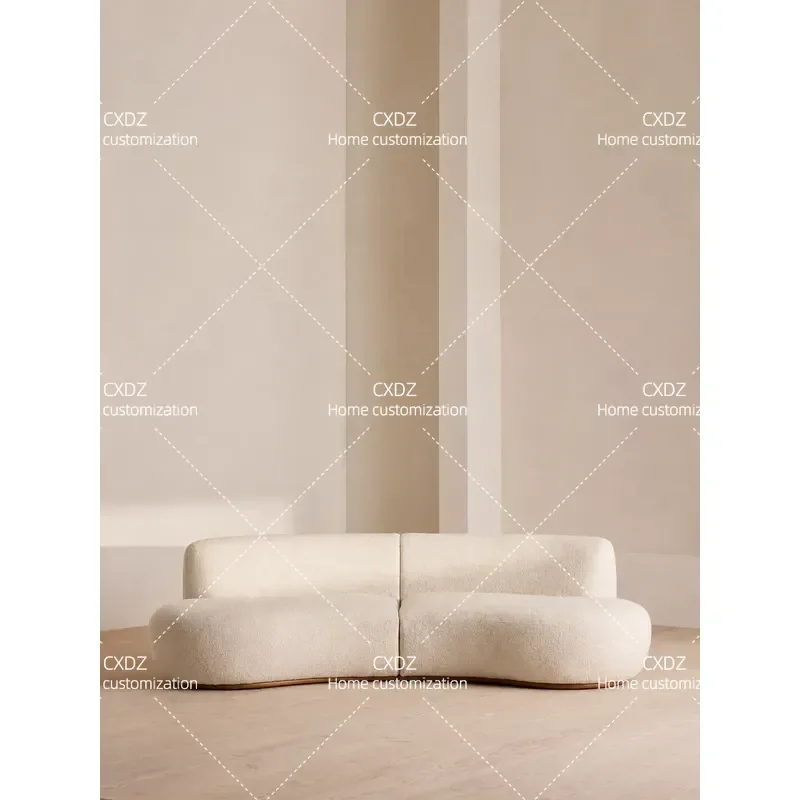Modern Curved Fabric Sofa Wabi Sabi Style Living Room Furniture Unique Shaped Light Luxury Couch for Hotel Homestay