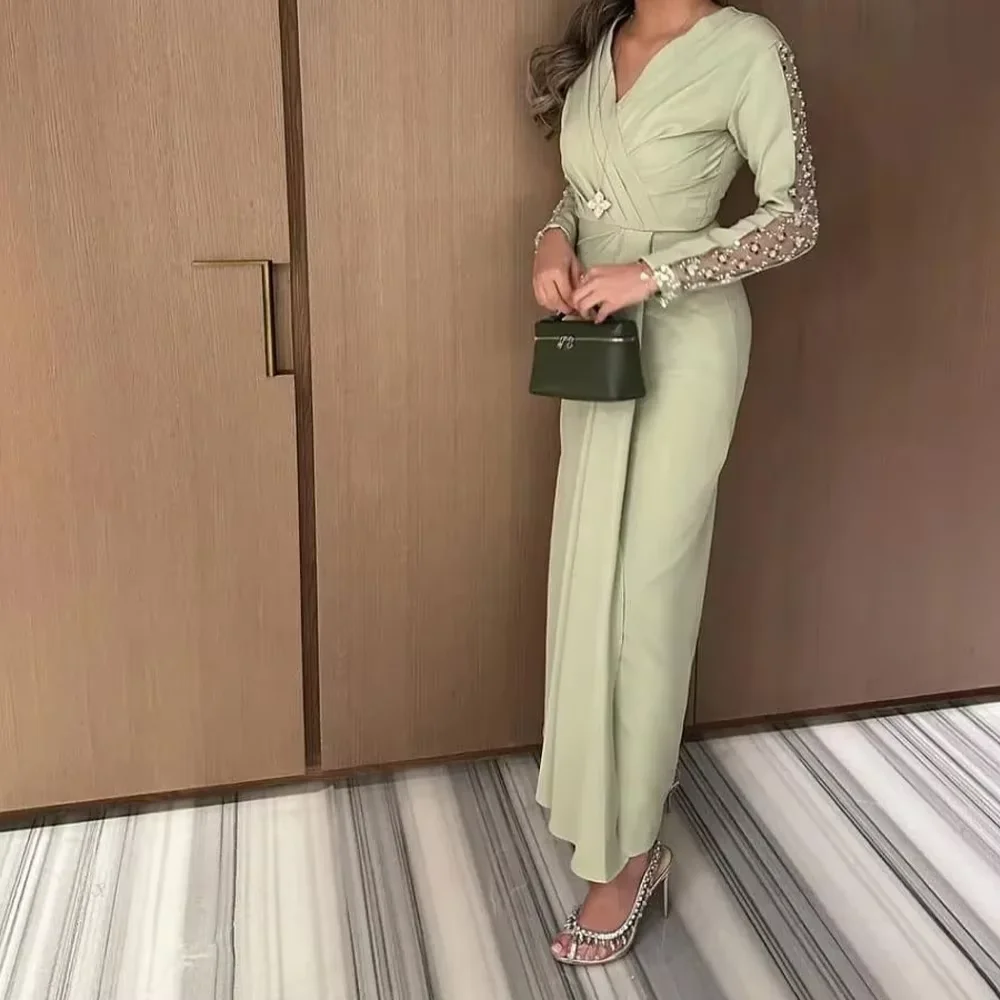 Maßgeschneiderte Ballkleider, exquisit, hochwertig, formelles Jersey-Muster, Falten, A-Linie, Midi-Kleider, passend zu modernen Modestilen