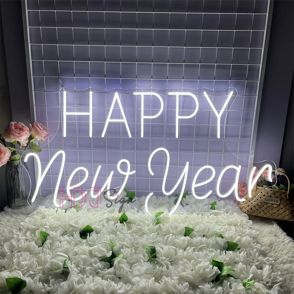 سنة جديدة سعيدة LED النيون علامات غرفة المنزل حفلة وحدة إضاءة LED جداريّة ديكور عيد الميلاد أضواء النيون السنة الجديدة الديكور هدايا للأطفال #2