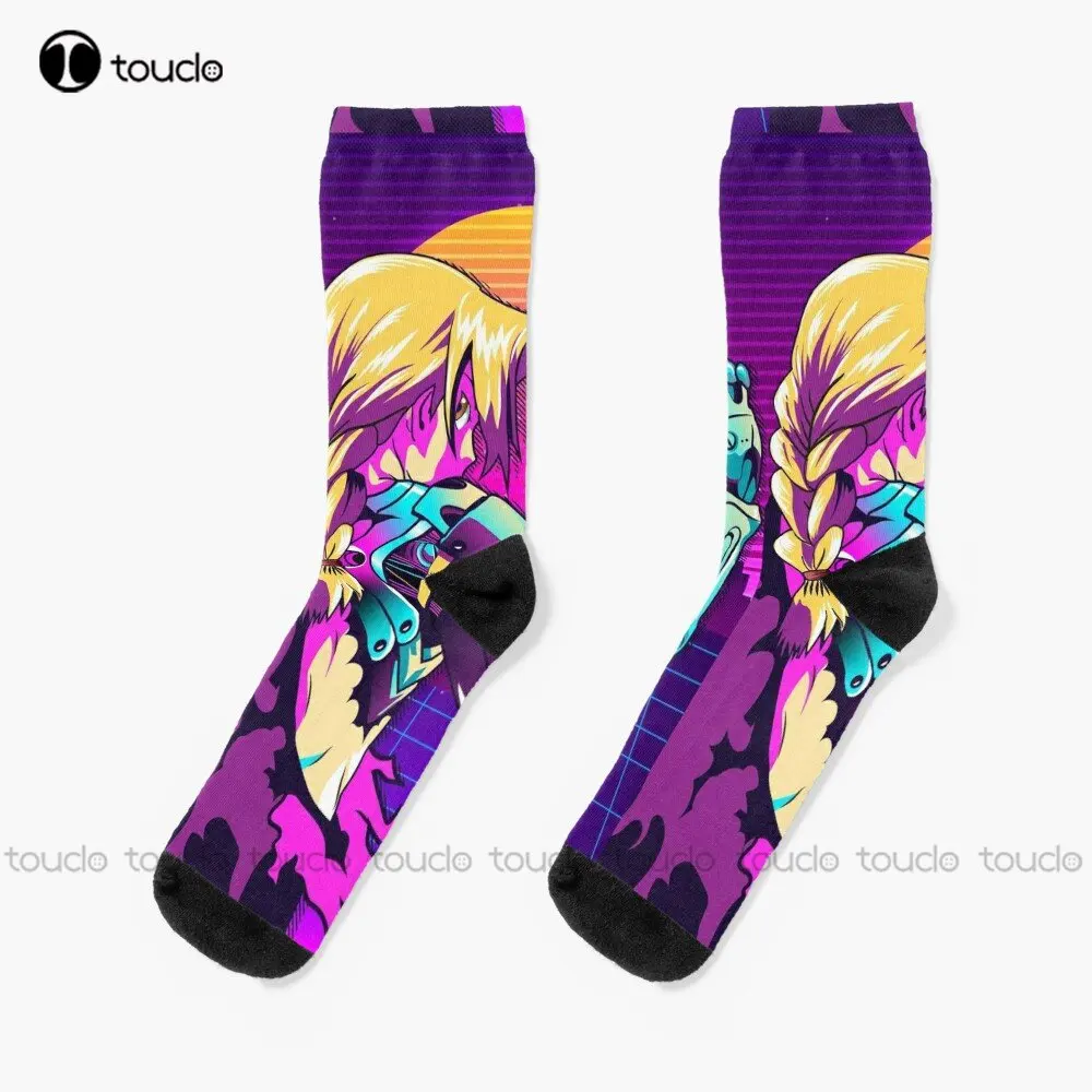 

Full Metal Alchemist Edward Elric Vaporwave Socks Women Workout Sockss Personalized Custom Unisex Adult Teen Youth Socks