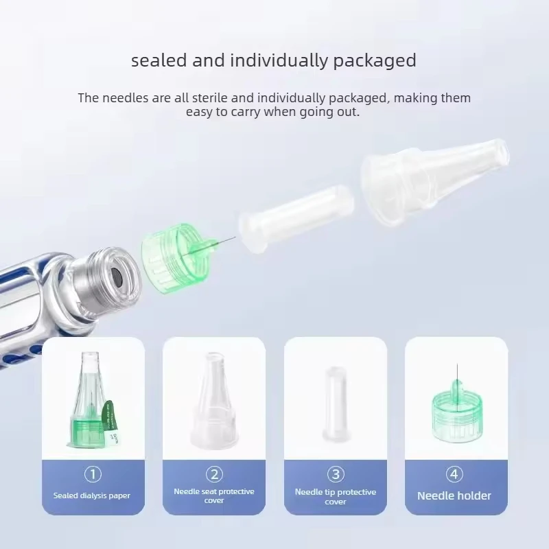 50Pcs Disposable Insulin Pen Needles 0.23mm (32g) *4Mm Suitable for All Insulin Injection Pens, Sterile Single-Use Fine Needle Accessories view 4