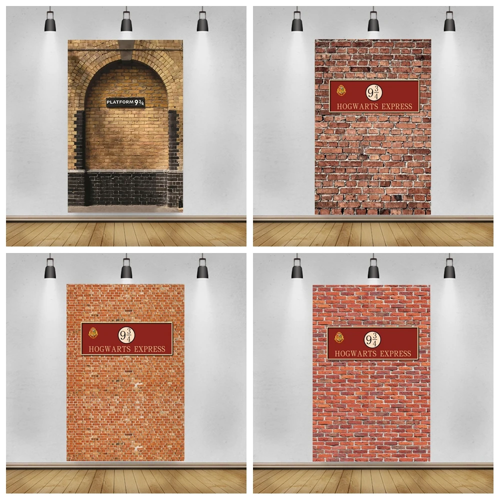 Railway Station Brick Wall 9 3/4 King Photography Background Brown Wall Birthday Family Portrait Photo Backgdrop Props Custom