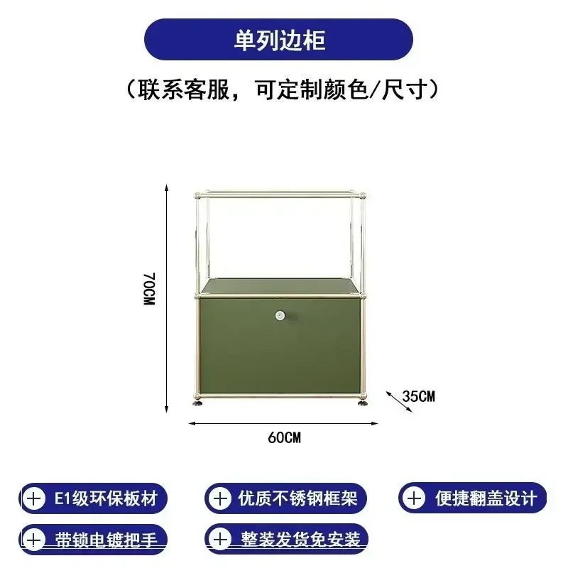 Woonkamer dressoir opbergkasten modulaire combinatie metalen frame voor kantoorladen grote opbergruimte aanpasbaar olijfgroen