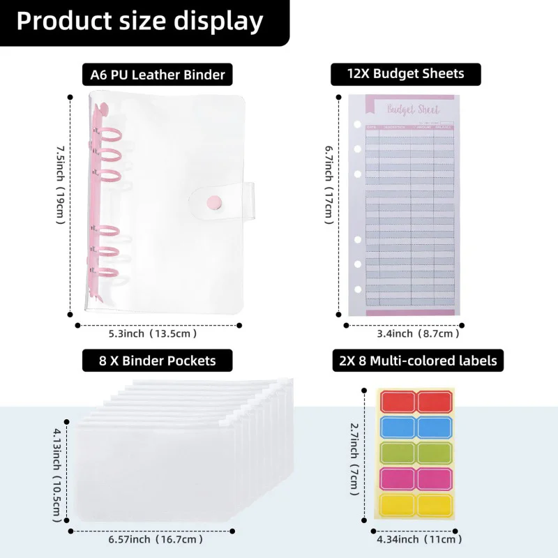 محفظة PVC A6 مجموعة نظام المظاريف النقدية للكمبيوتر المحمول مع جيوب الموثق لمنظم فاتورة توفير الميزانية المالية #3