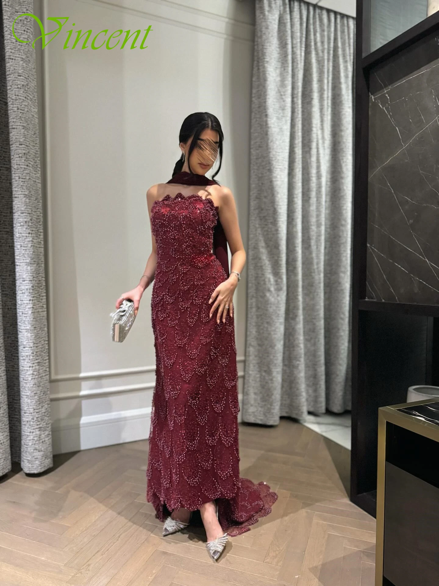 Abito da sera formale classico senza maniche dritto personalizzato senza spalline Abito da ballo di moda elegante e delicato su misura