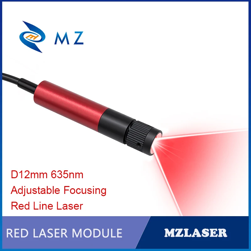 Adjustable Focusing Red Line Laser Module 635nm D12mm 10mW 20mW 30mW 50mW 3V 5V 12V 24V High-Accuracy Industrial Grade
