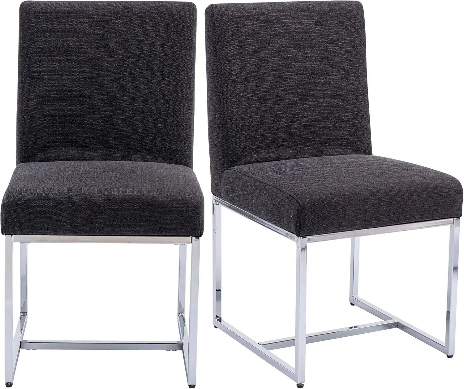 Linho estofados jantar cadeiras Set, Mid Modern cadeira acolchoada, Chrome Metal Frame, Restaurante, Sala de jantar, cozinha, 2 pcs