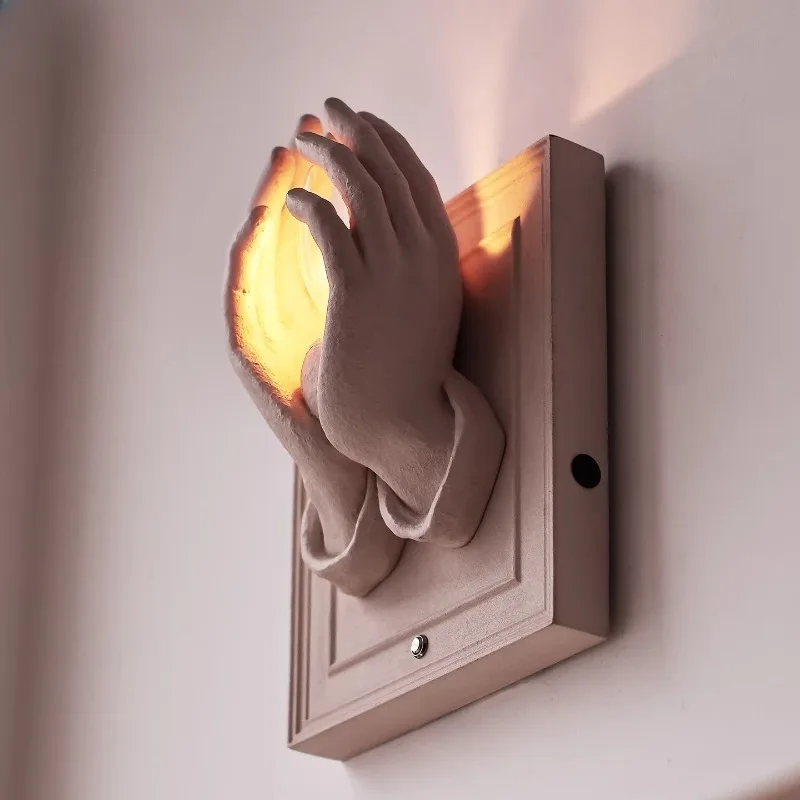 Japanese Designer Wall Lamps Prayer Hand Creativity LED Wall Sconces Bedroom Bedhead Homestay