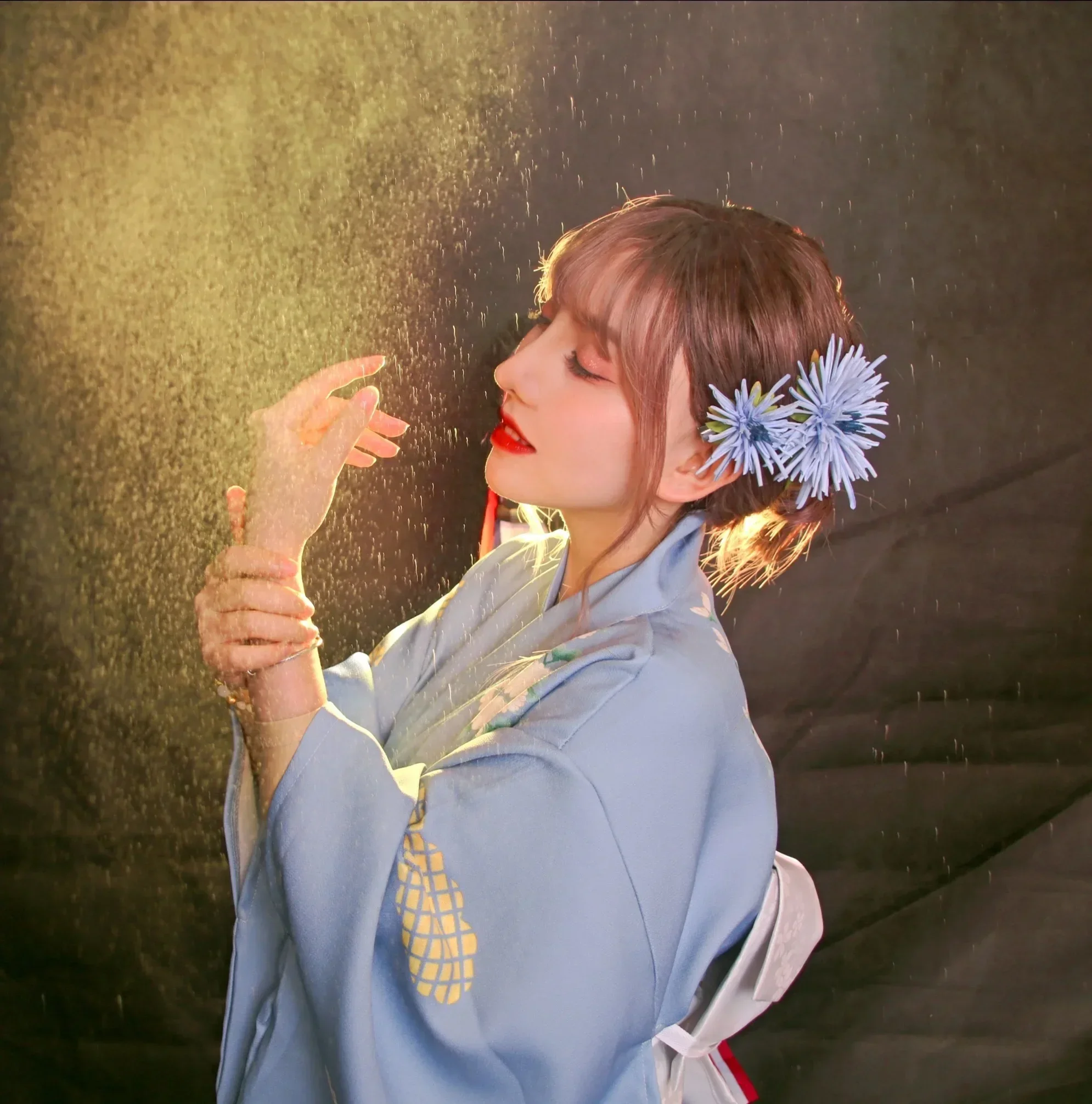 Women Japanese Style Traditional Kimono Elegant Wedding Evening Dress Fashion Blue Yukata Gown Robe Bathrobes Vintage Vestidos