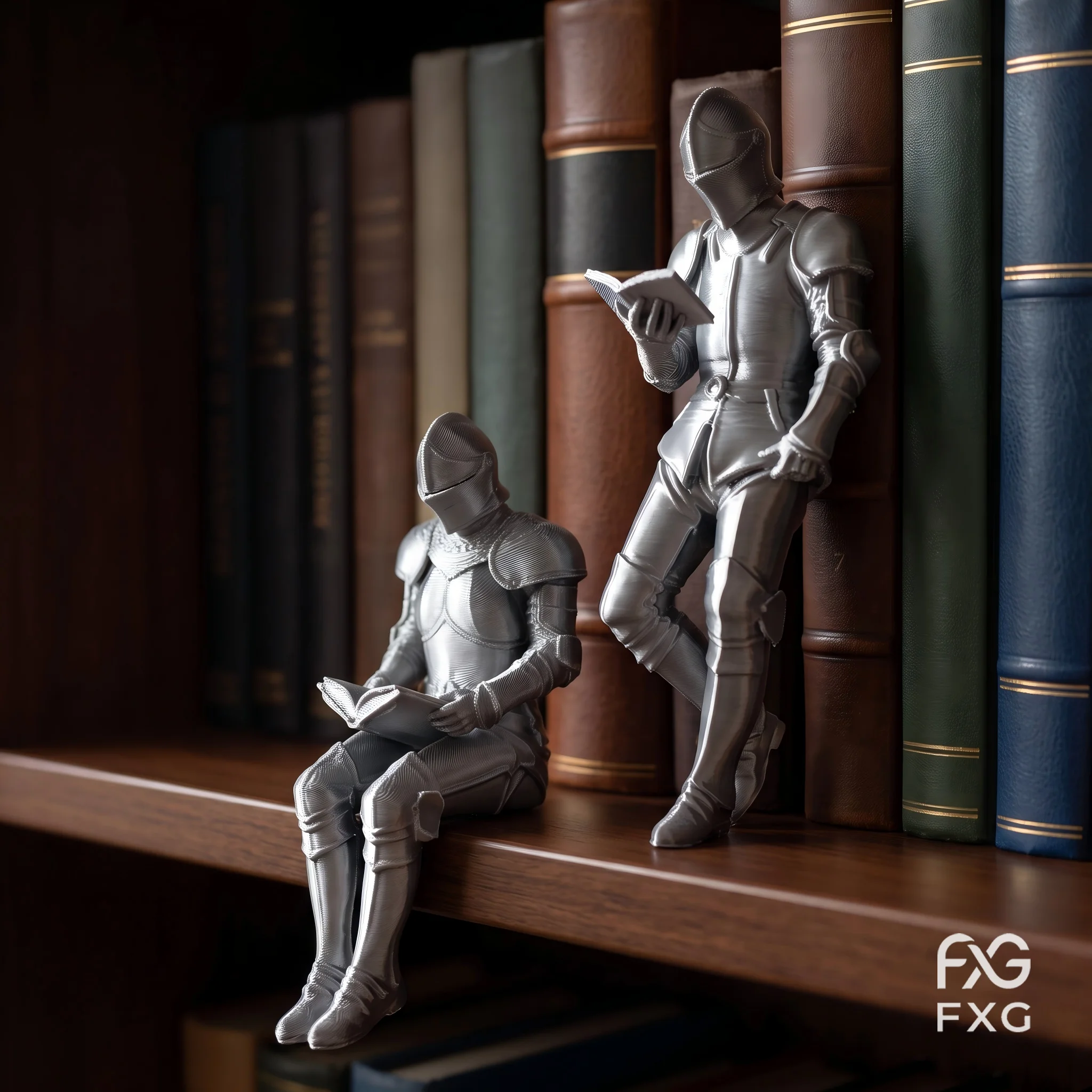 騎士読書カップルフィギュアセット、中世の鎧を着た騎士像2体（ - 3D Printing Knight Armor のレビューと価格