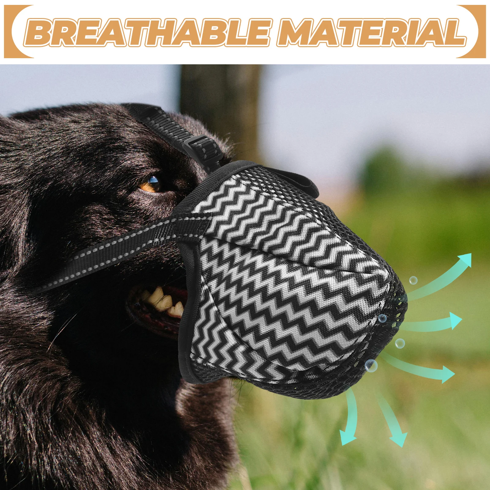 

Dog Muzzle Medium Large Dogs Breathable Anti Bite Barking Grey Stripe L Size Adjustable Mouth Anti-Barking Doggy Mask Cover