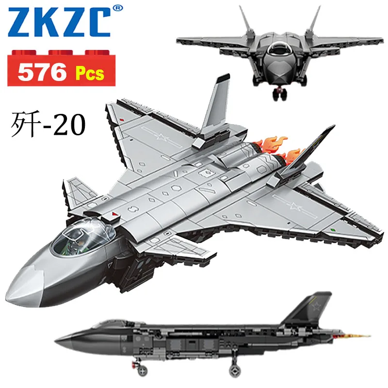 

Technological Aviation Series Building Blocks MOC WW2 Stealth Combat Aircraft J-20 Assemble Model Play Educational Toy Gift Kids