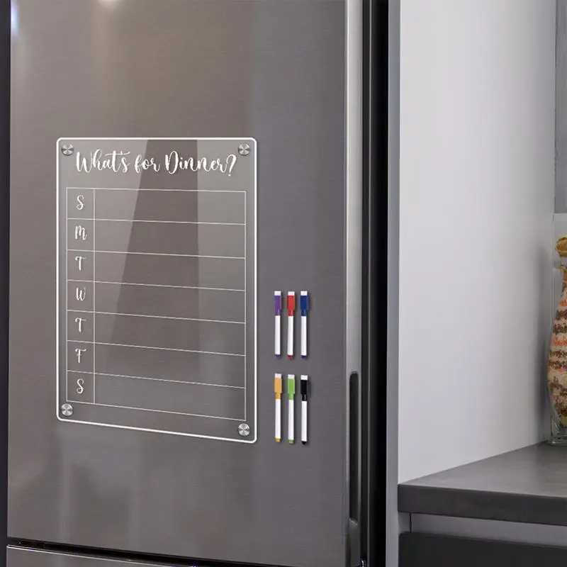 Dry Erase Planner Board Clear Note Acrylic Calendar Planner Magnetic Wall Board With 6 Markers Portable Memo Whiteboard Acrylic