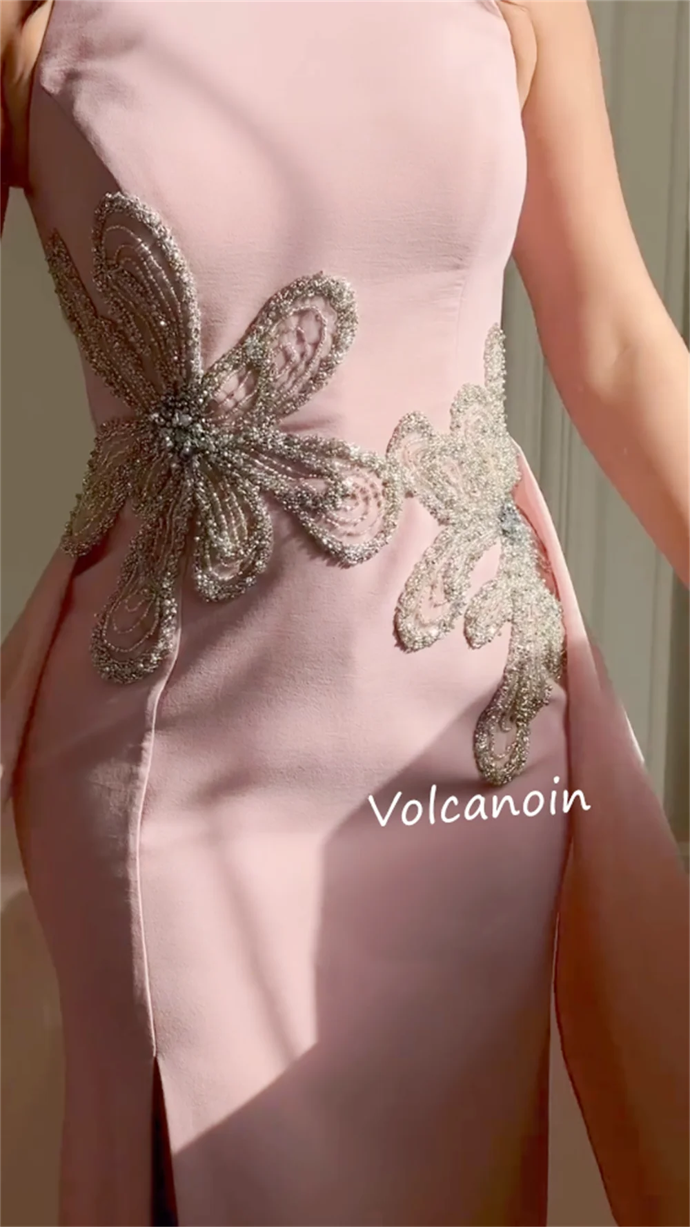 تخصيص نمط جيرسي الديكور مطرزة ألف خط الياقة العالية فساتين طويلة مناسبة مخصصة مساء رسمي رائعة