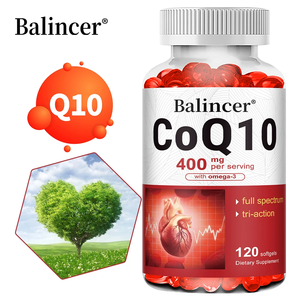 CoQ10 Softgels 400mg with Omega 3 Fatty Acid, Highly Absorbable Ubiquinone, Heart Health & Energy Production, Antioxidant​