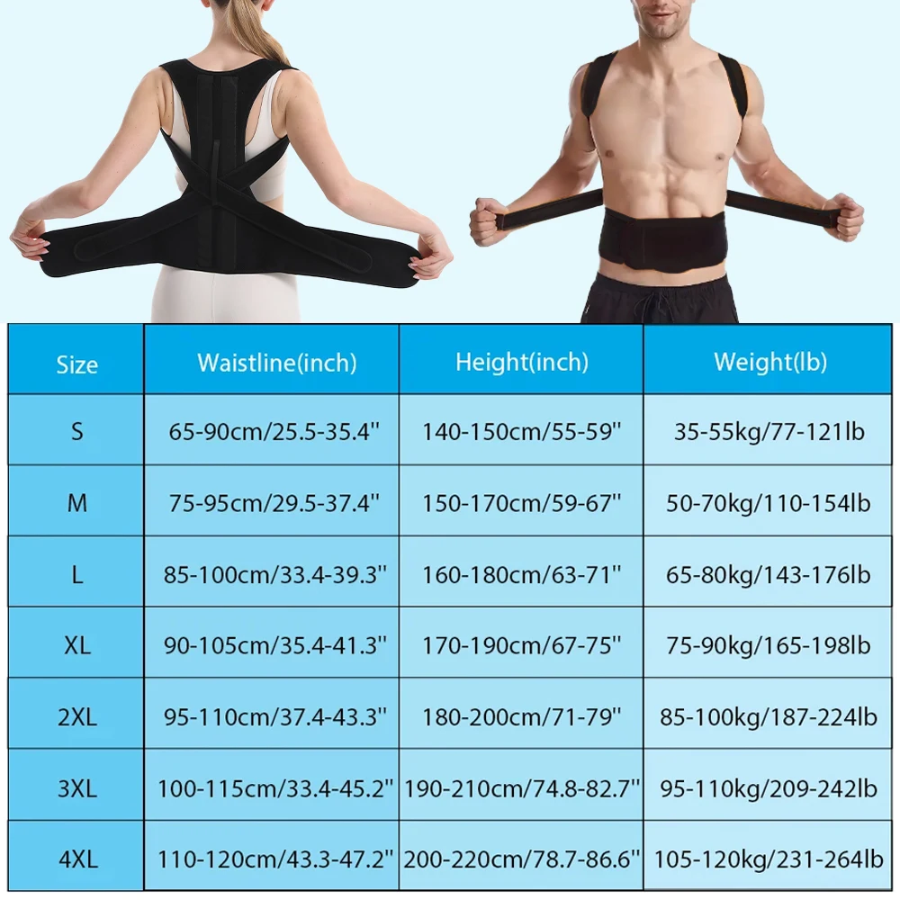 Posture Corrector Back Brace for Men and Women, Adjustable Full Back Posture Brace for Scoliosis, Hunchback, Thoracic and Spine