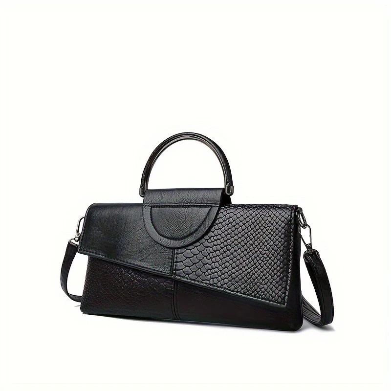 Damenhandtasche im Vintage-Stil mit Krokodildruck, stilvolle Umhängetasche mit abnehmbaren Trägern, leichtes Alltagsaccessoire – Detail 2