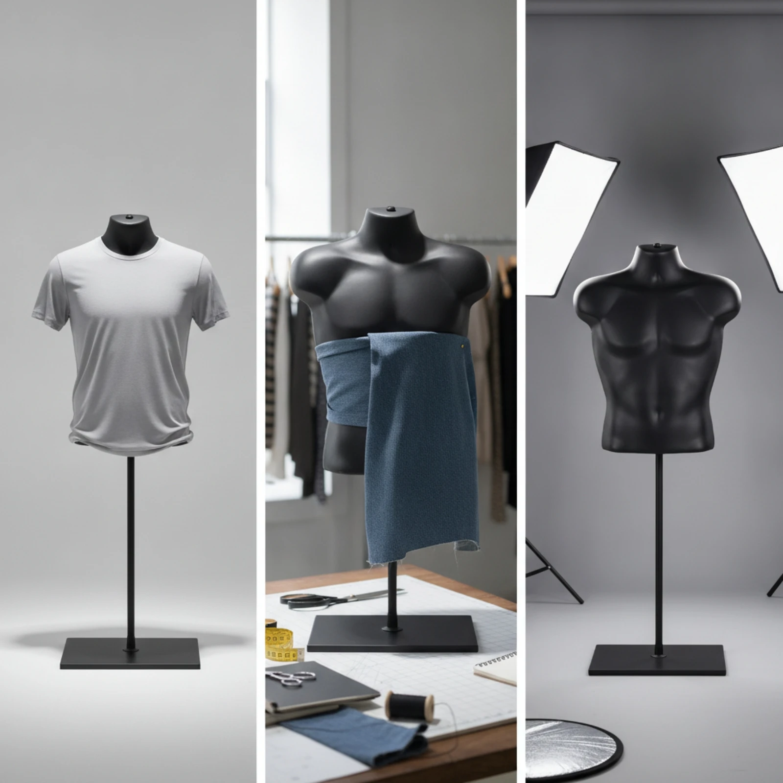 Male Torso Mannequin Glossy Black Male Mannequin Torso Clothing Display Form Easy to Clean User-Friendly for Retailers