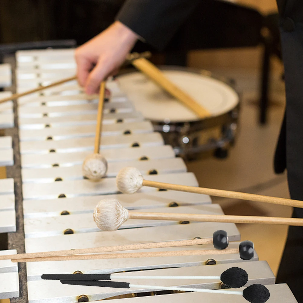 

2Pairs Marimba Hammer Rubber Mallets Polished Durable Smooth Surface Suitable for Beginners Professionals Xylophone Percussion