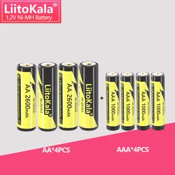 4Pcs LiitoKala 1.2V AA 2600mAh AAA 1000mAh Ni-MH Rechargeable battery for Temperature gun remote control mouse toy batteries