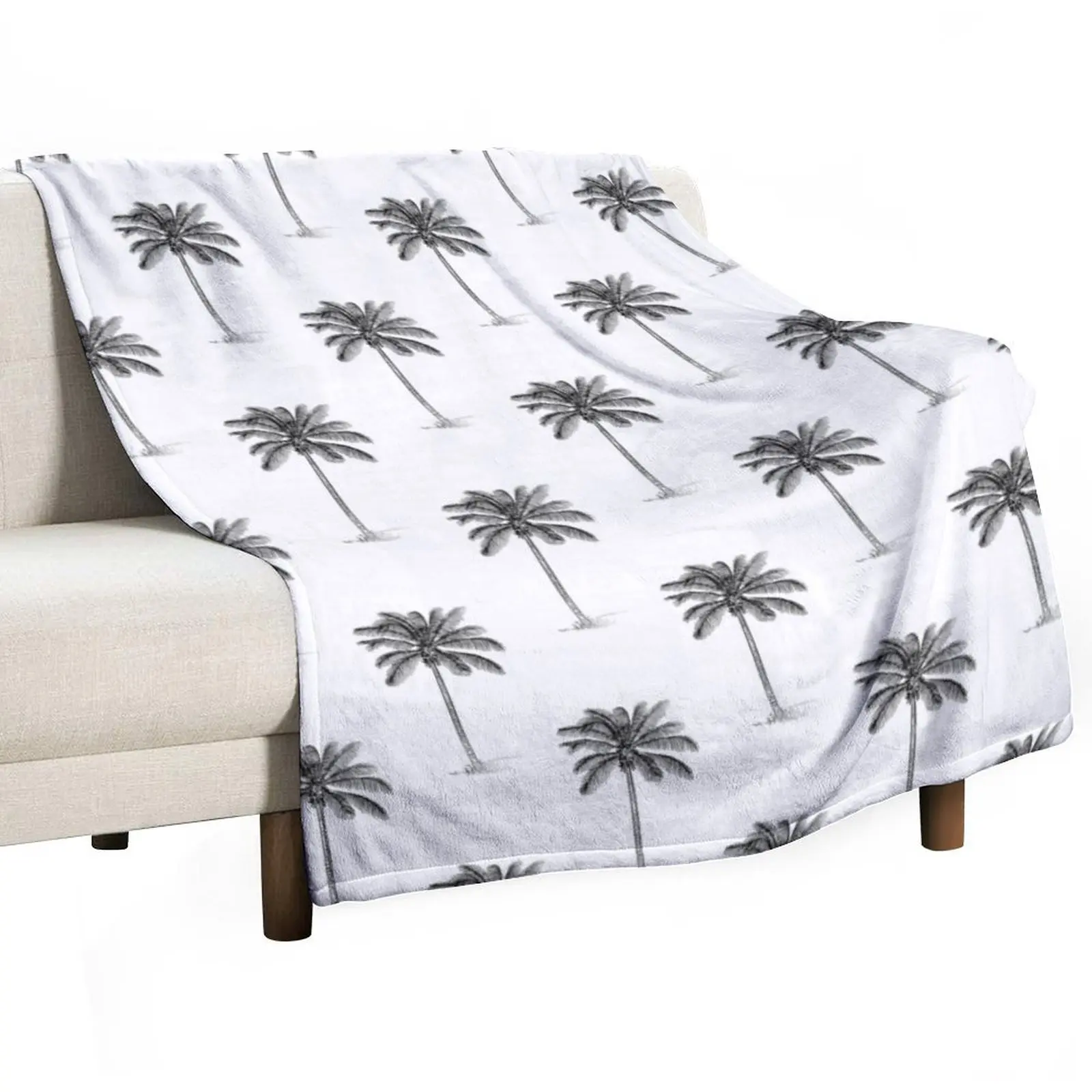 Coconut Palm Trees Line Drawing Pattern Throw Blanket anime Sofa Throw Soft Beds Luxury Throw Blankets