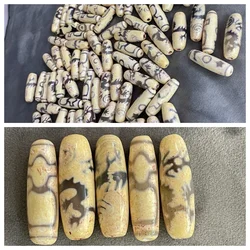 1pcs/lot Natural God of Wealth and Dragon Pattern Old Agate Dzi white Weathering lines Old material Bracelet Necklace accessory