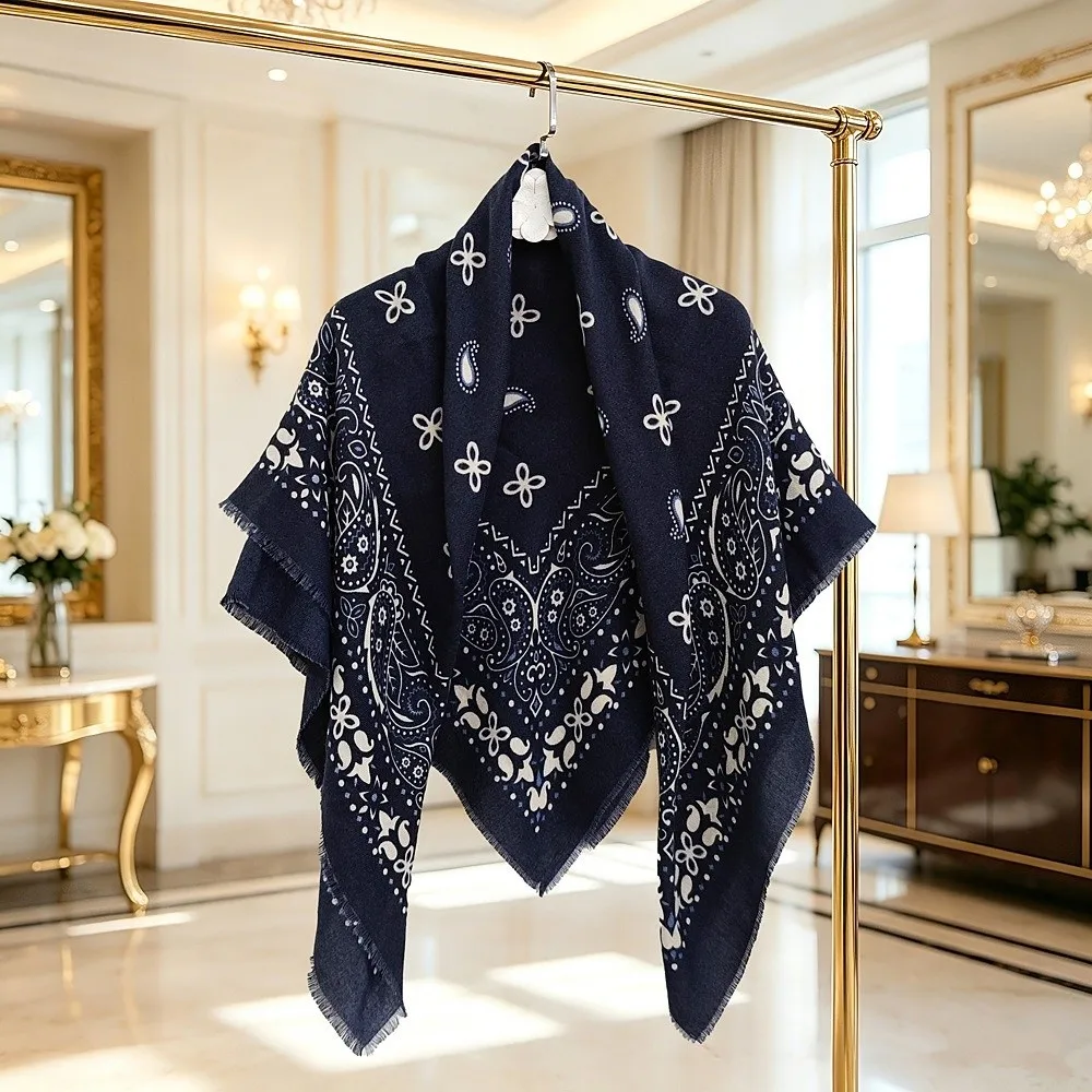 Outer Layering Cashmere Like Square Scarf Vintage Print Soft Fabric Women Shawl 110cm Square Multi Color Warm Wrap Travel Trip