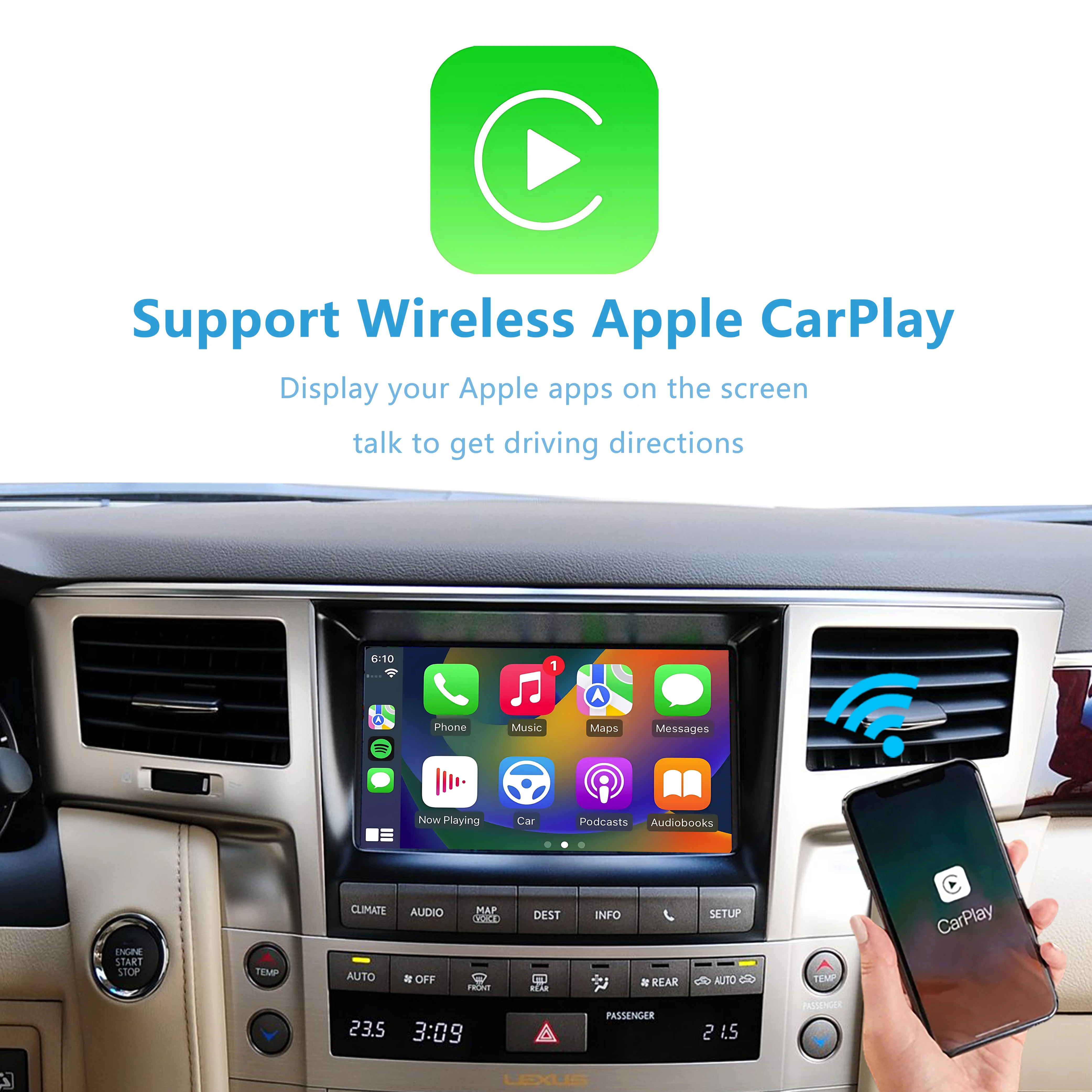 Apple Carplay for Lexus lx570 2012-2015,ワイヤレスAndroid自動プラグアンドプレイ追加,リバースカメラインターフェイス