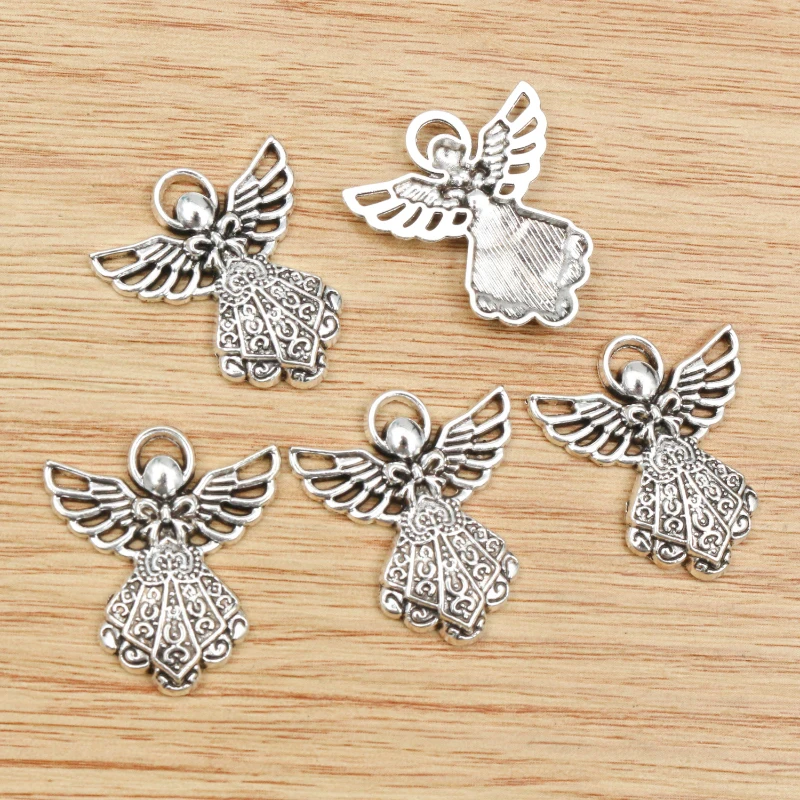 10pcs 26x23mm Antique Silver Plated Angel Handmade Charms Pendant:DIY for bracelet necklace