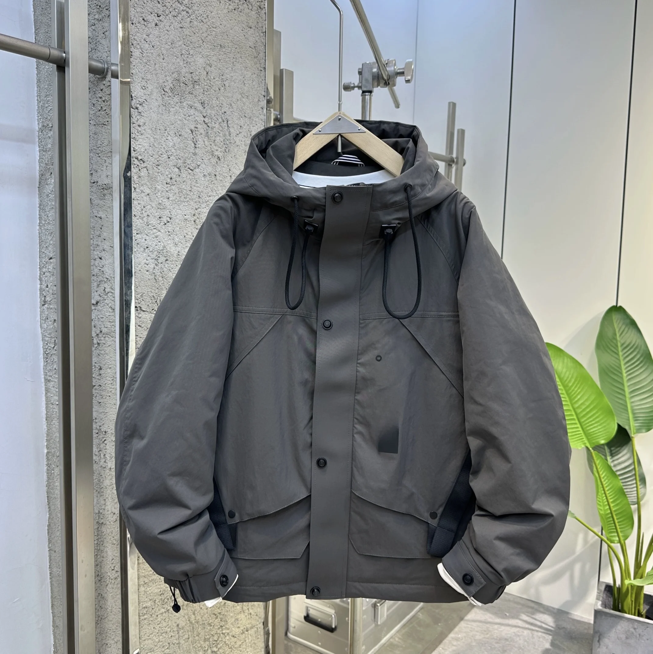 

Men's Thiened Jaet Autumn Winter Faion Casual Hooded Anti-Cold Cotton Clothes Trendy Workwear Polyester Fabric Long Sve